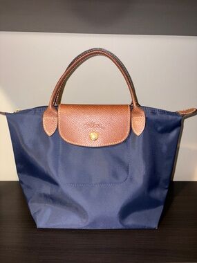 Small Longchamp Navy Nylon Tote